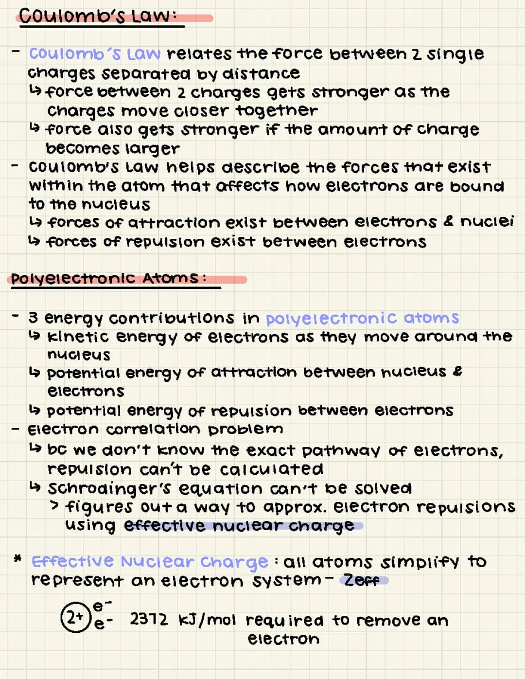 Coulomb's Law and Polyelectronic Atoms