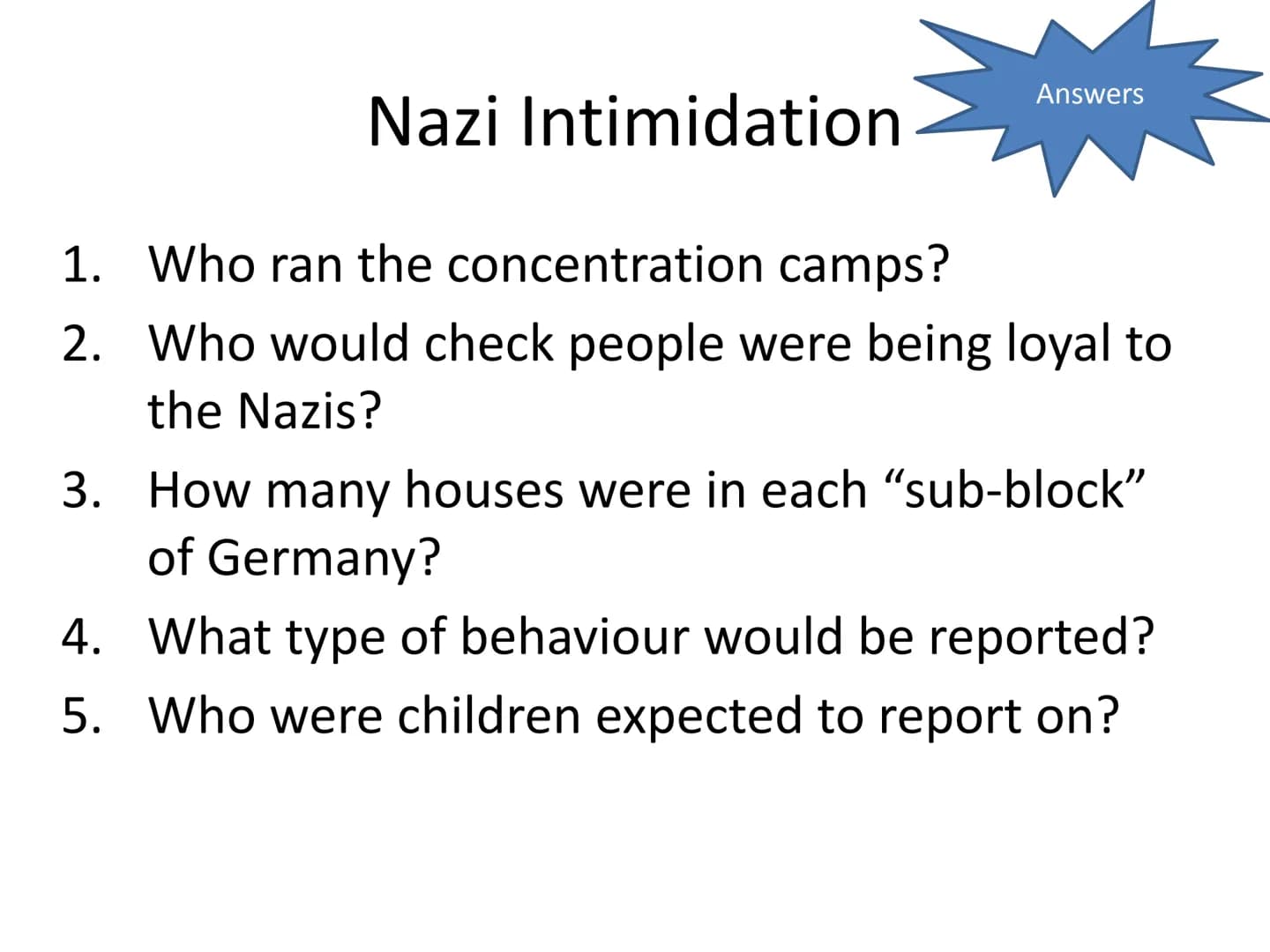 Nazi Germany: 1933-45
Revision Guide Contents
Hitler's Rise to Power - questions - answers
Nazi Propaganda – questions - answers
-
Nazi Inti