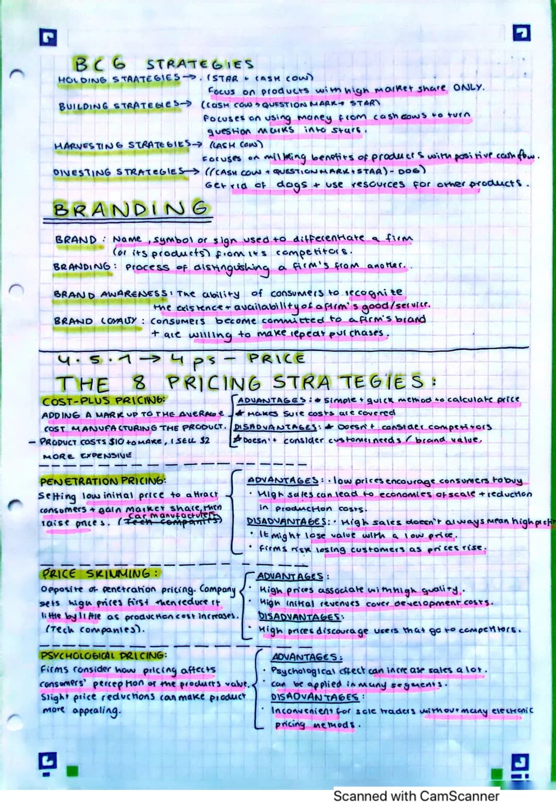 UNIT 4 // 4.1 → Role
MARKE TING:
The management / process of
getting the right PRODUCT +C
the right CUSTOMER at the
light PRICE to the right