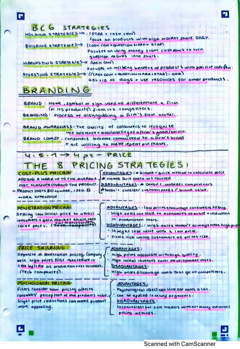 UNIT 4 // 4.1 → Role
MARKE TING:
The management / process of
getting the right PRODUCT +C
the right CUSTOMER at the
light PRICE to the right