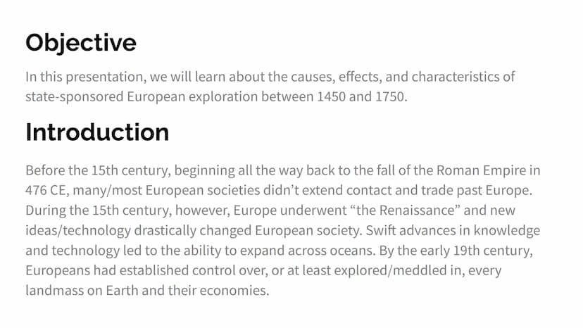 Topic 4.2
Exploration: Causes and Events from 1450-1750 Objective
In this presentation, we will learn about the causes, effects, and charact