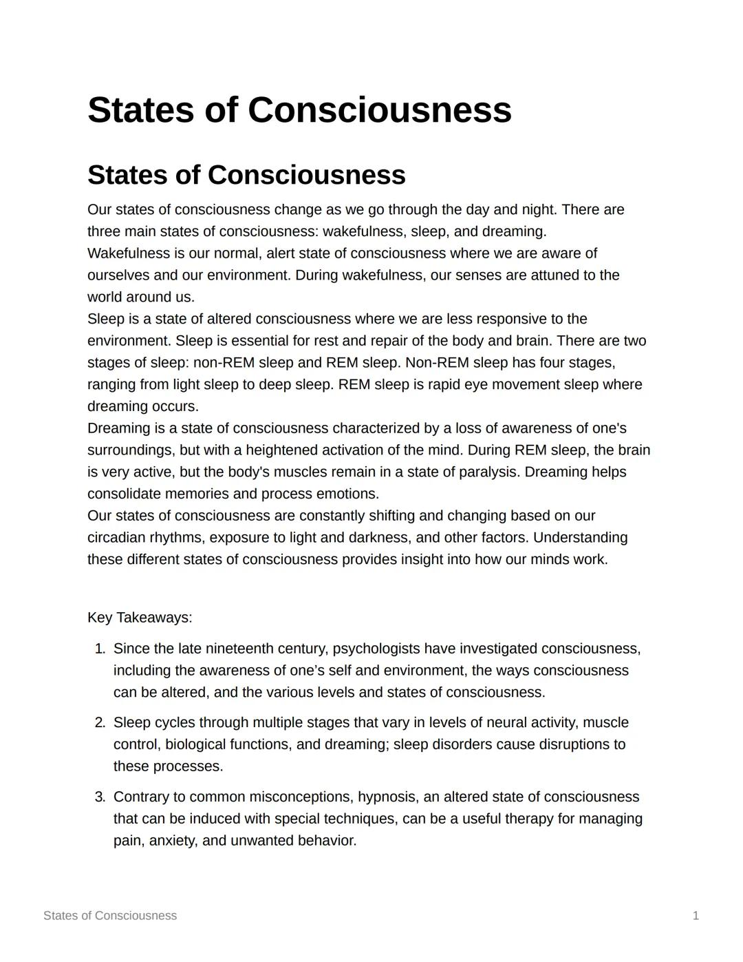 States of Consciousness  