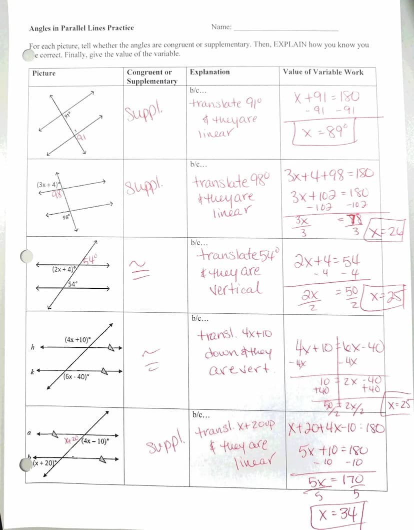Name:
Date:
Unit 6B: Day 14 and 15: Angles and Parallel Lines
Focus Question: How are angles related when there are parallel lines?
A. Vocab
