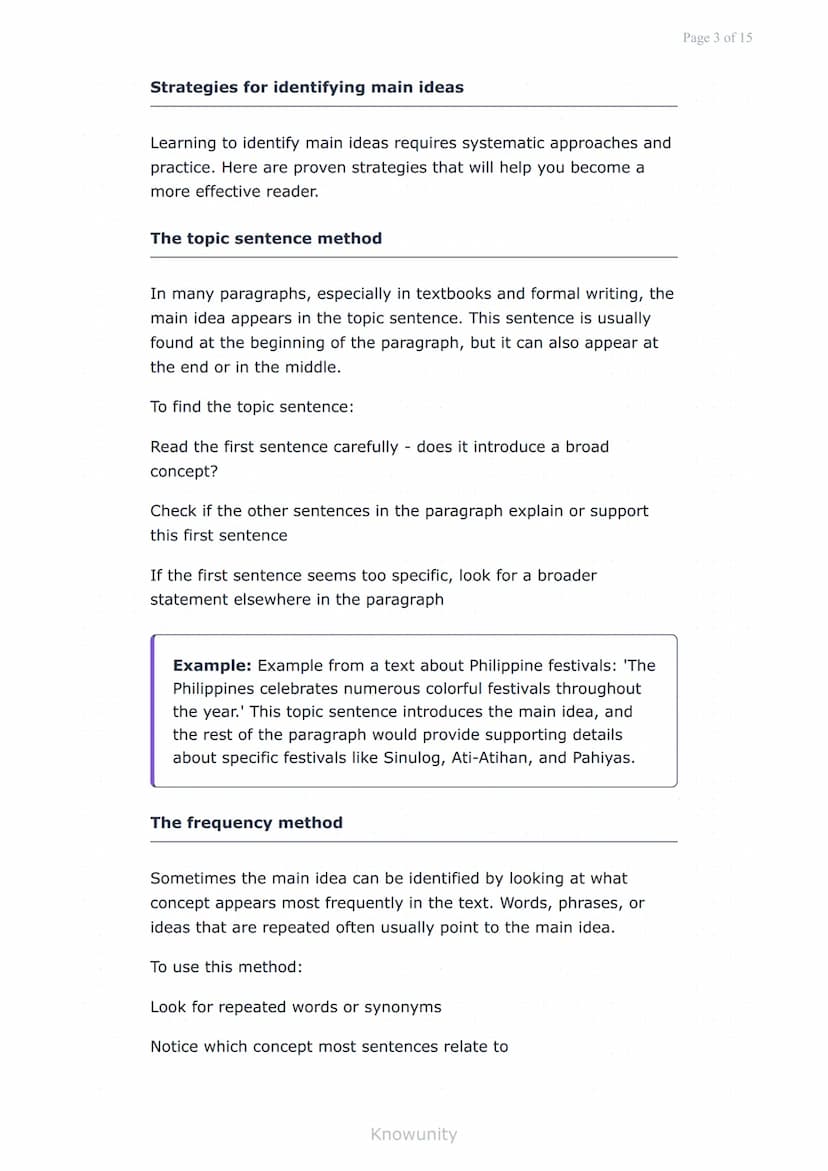 Reading comprehension: Main ideas and supporting details
Master identifying main ideas and supporting
details in texts
What you will learn
I