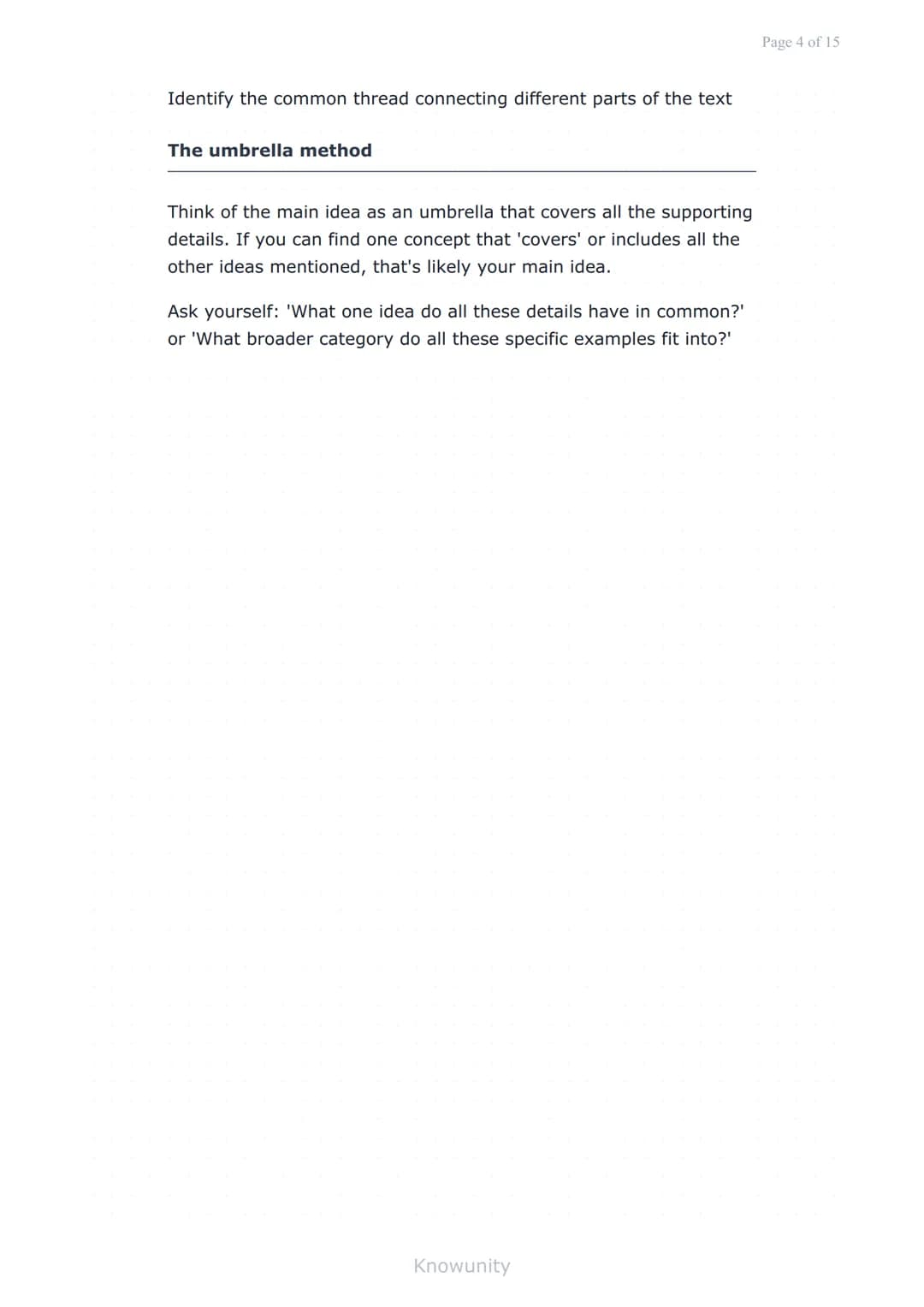 Reading comprehension: Main ideas and supporting details
Master identifying main ideas and supporting
details in texts
What you will learn
I