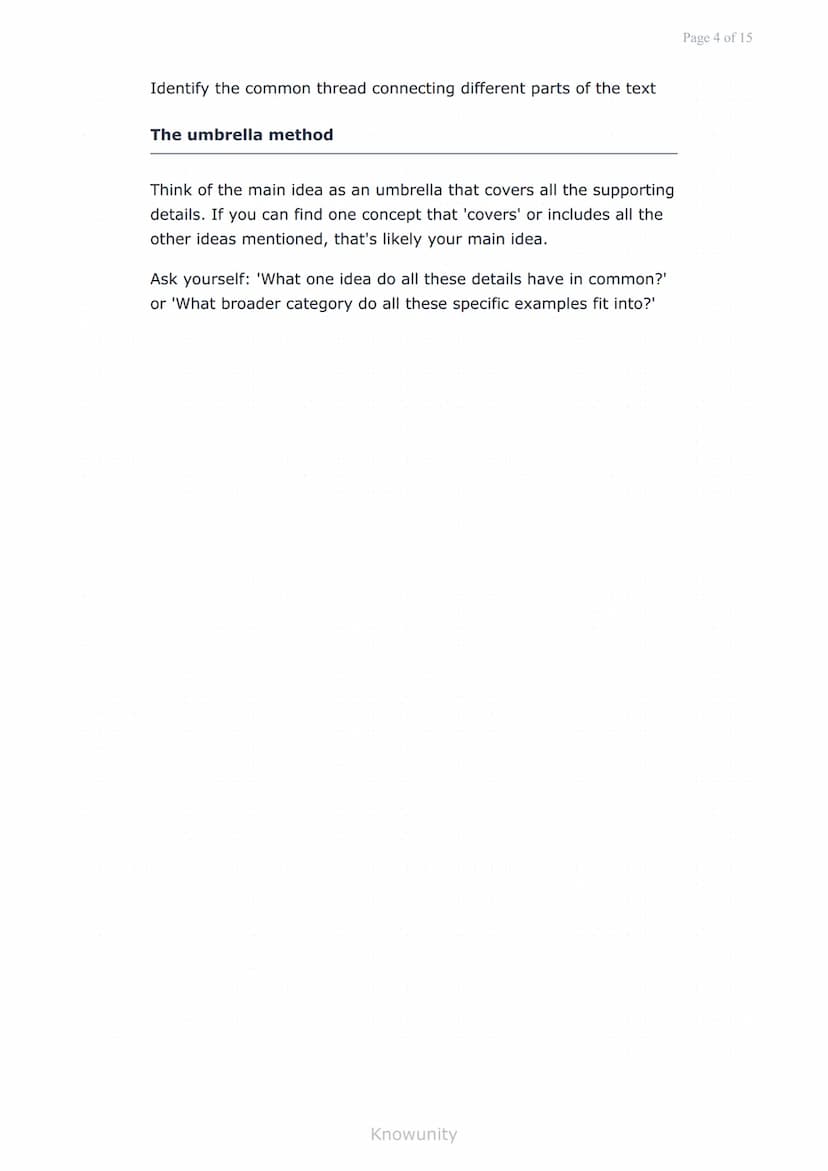 Reading comprehension: Main ideas and supporting details
Master identifying main ideas and supporting
details in texts
What you will learn
I