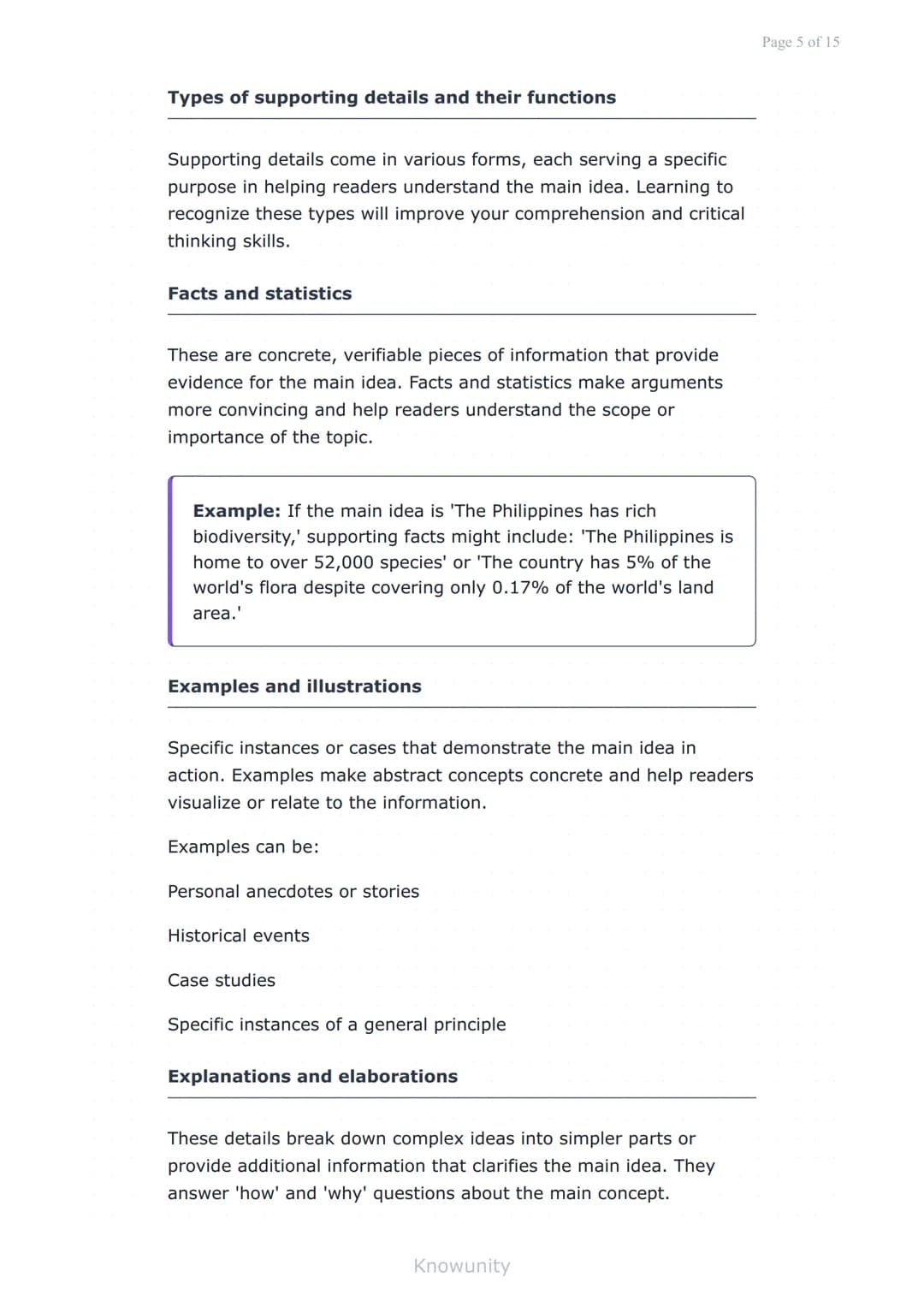 Reading comprehension: Main ideas and supporting details
Master identifying main ideas and supporting
details in texts
What you will learn
I