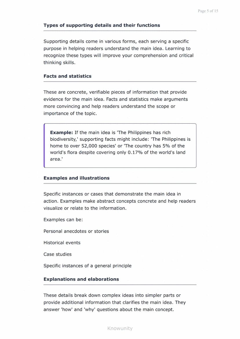 Reading comprehension: Main ideas and supporting details
Master identifying main ideas and supporting
details in texts
What you will learn
I
