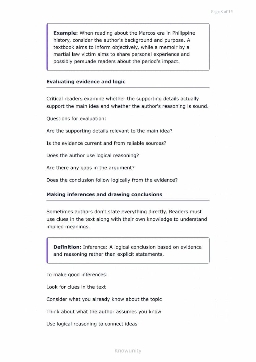 Reading comprehension: Main ideas and supporting details
Master identifying main ideas and supporting
details in texts
What you will learn
I