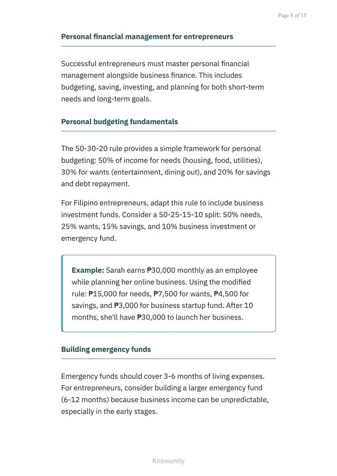 Personal Finance and Entrepreneurship: Developing a
Business Plan
Learn to create comprehensive business plans
and manage personal finances

