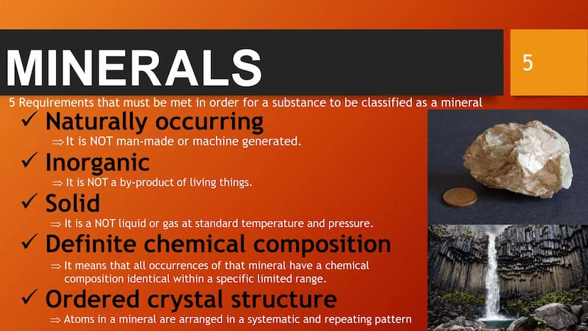 SHS Core Subject: EARTH and LIFE SCIENCE
LESSON 3
MINERALS
Identify common rock-forming minerals using their physical and chemical propertie