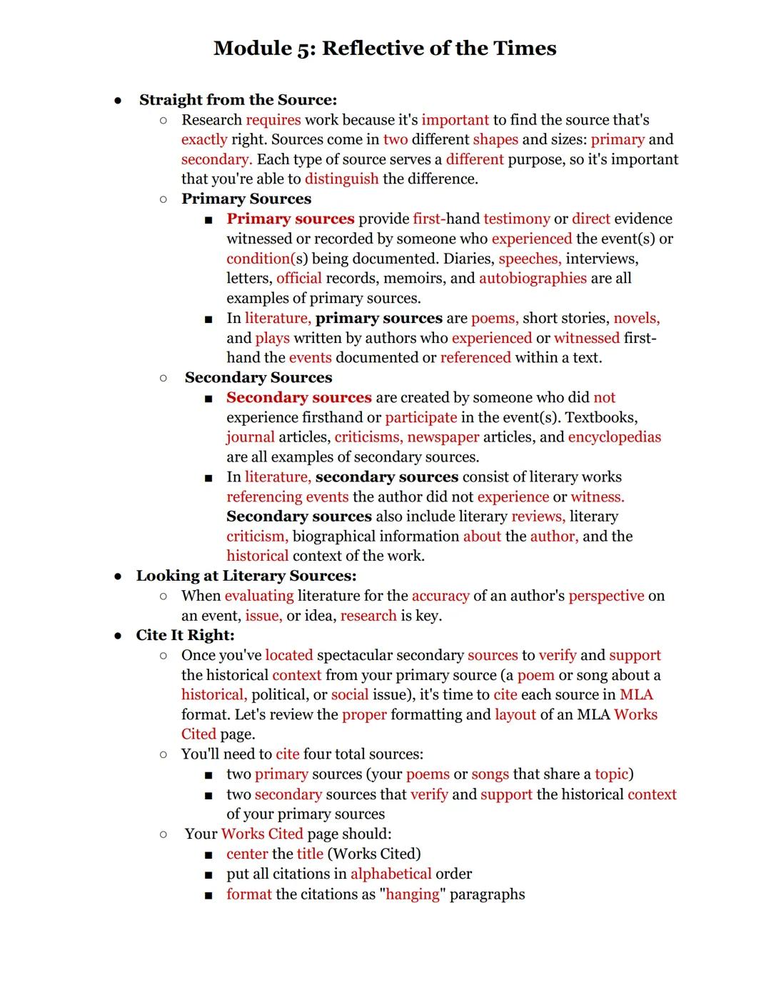 Module 5: Reflective of the Times
In this module, you will learn how authors use verse (poetry) to share their unique
insight and reactions 