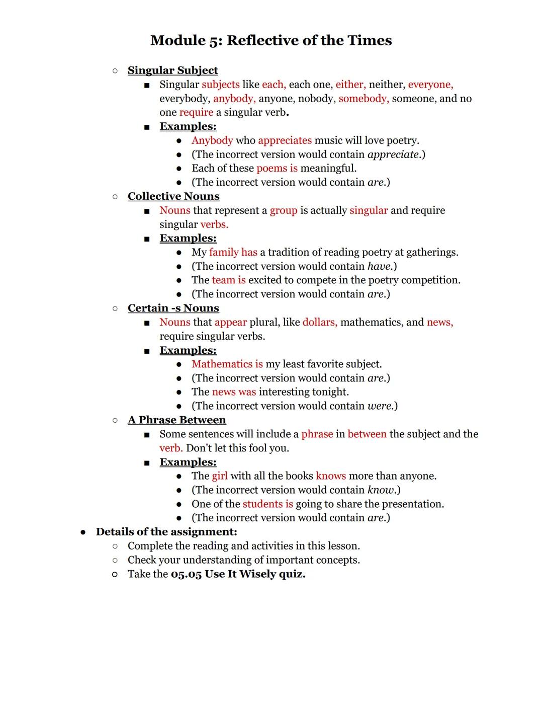 Module 5: Reflective of the Times
In this module, you will learn how authors use verse (poetry) to share their unique
insight and reactions 