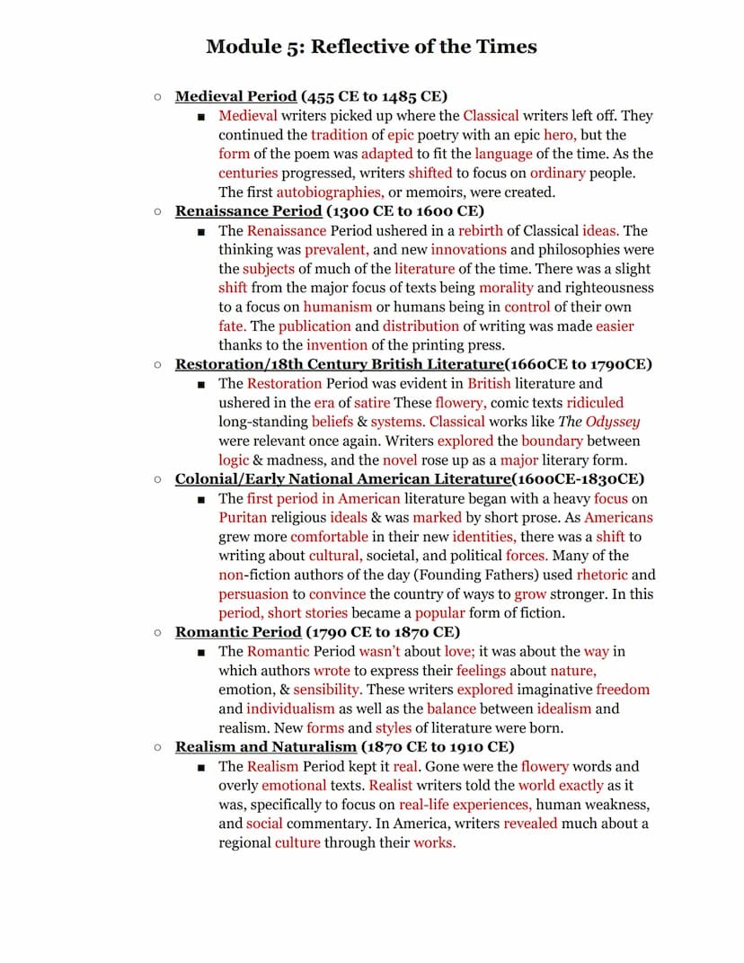 Module 5: Reflective of the Times
In this module, you will learn how authors use verse (poetry) to share their unique
insight and reactions 