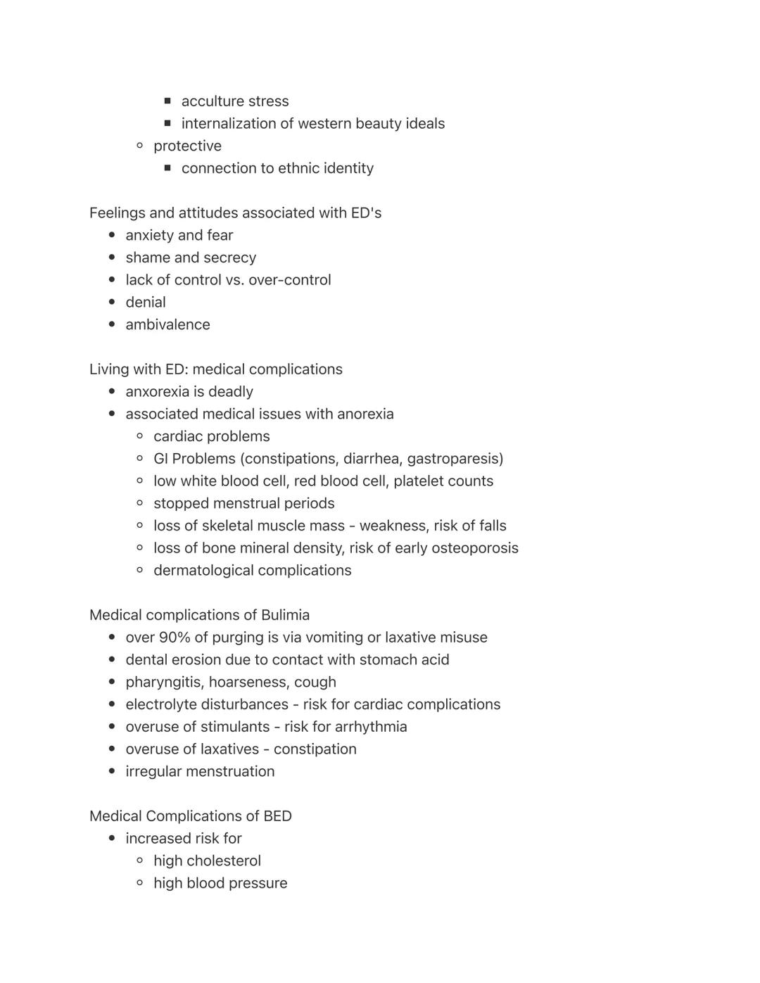 # Eating Disorders

Types of Eating Disorders

*   anorexia nervosa
*   bulimia nervosa
*   binge eating disorder
*   pica
*   rumination di