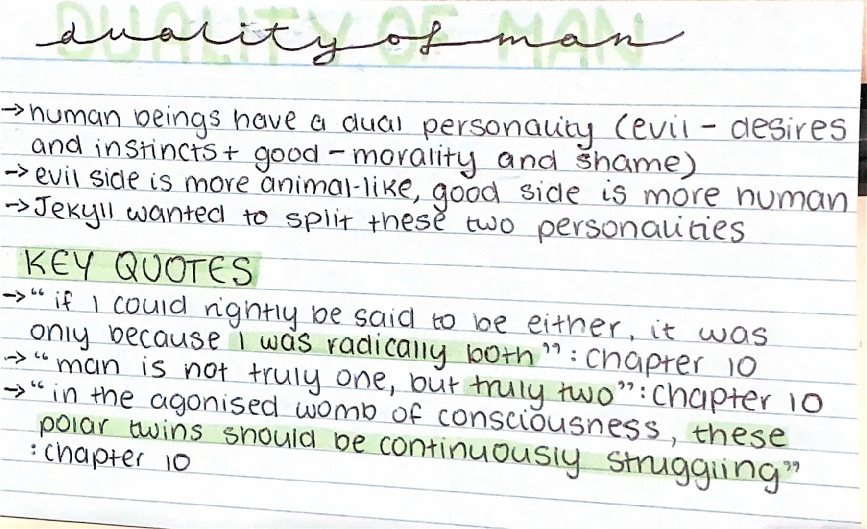 quality of man
→ human beings have a dual personality (evil - desires
and instincts + good-morality and shame)
-> evil side is more animal-l