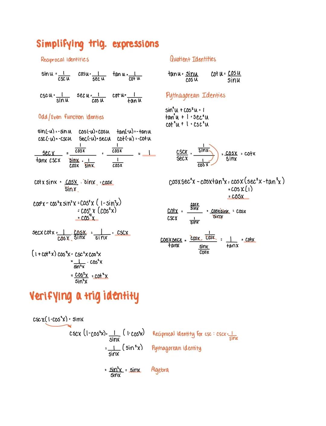 Easy Trig: Simplifying Expressions and Proving Identities