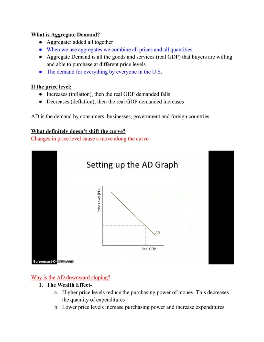 What is Aggregate Demand?
• Aggregate: added all together
● When we use aggregates we combine all prices and all quantities
•
Aggregate Dema