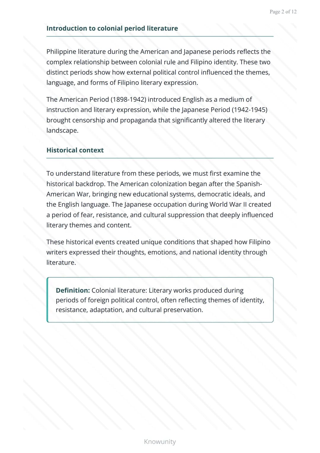Philippine Literature: American and Japanese Period (1898-1946)
Exploring Filipino literature during colonial periods and
wartime
What you w