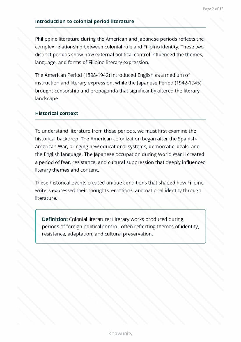 Philippine Literature: American and Japanese Period (1898-1946)
Exploring Filipino literature during colonial periods and
wartime
What you w