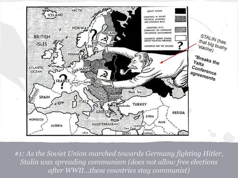 COLD WAR
(1945-1991) What is it all about?
United States vs. Soviet Union
COLD WAR-state of high tension between
these two countries. They d