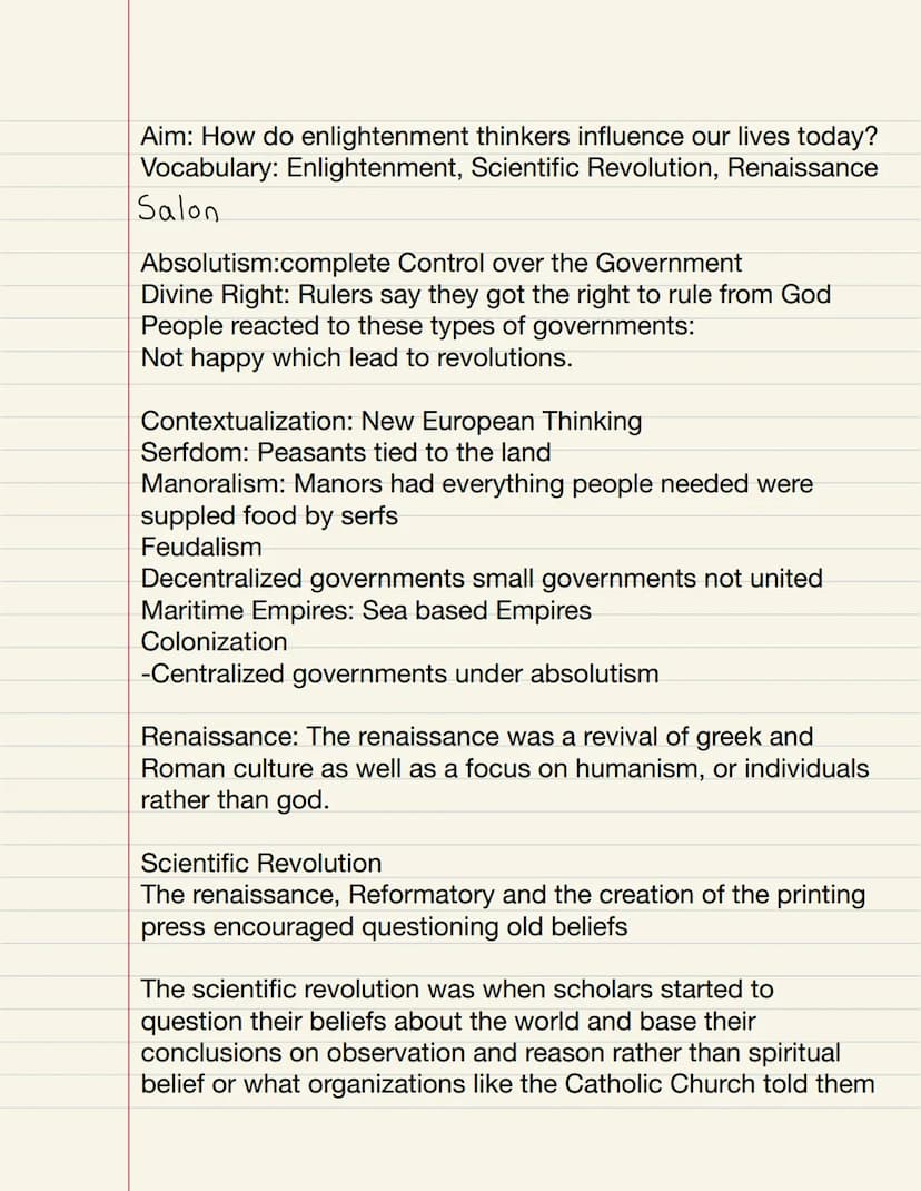 Unit 5: Revolutions (1750-1900) Aim: How do enlightenment thinkers influence our lives today?
Vocabulary: Enlightenment, Scientific Revoluti
