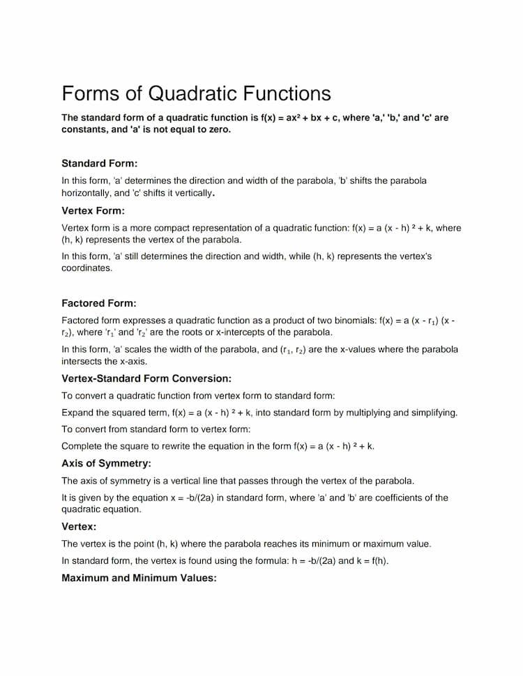 Know Forms of quadratic functions thumbnail