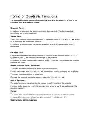 Know Forms of quadratic functions thumbnail