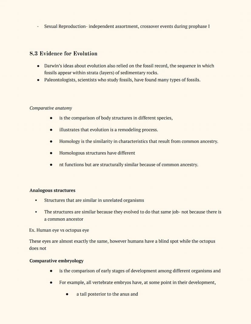 Unit 8: EVOLUTION
BIOLOGY
Notes
8.1 Introduction to Evolution
No, the Big Bang theory is used to explain the origin of life. Evolution focus