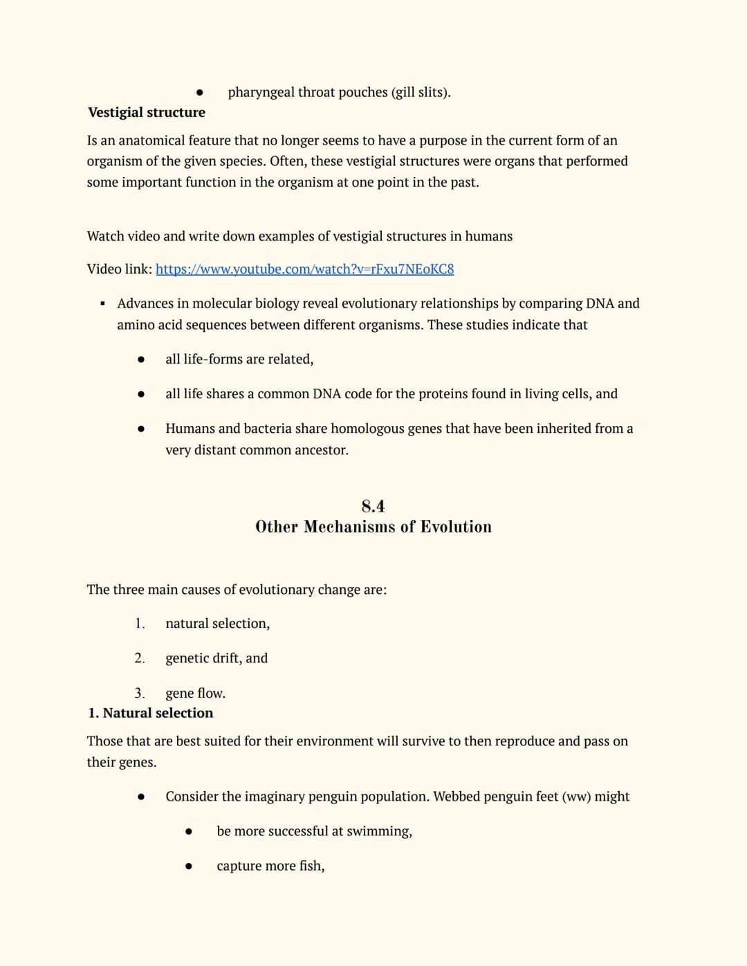 Unit 8: EVOLUTION
BIOLOGY
Notes
8.1 Introduction to Evolution
No, the Big Bang theory is used to explain the origin of life. Evolution focus