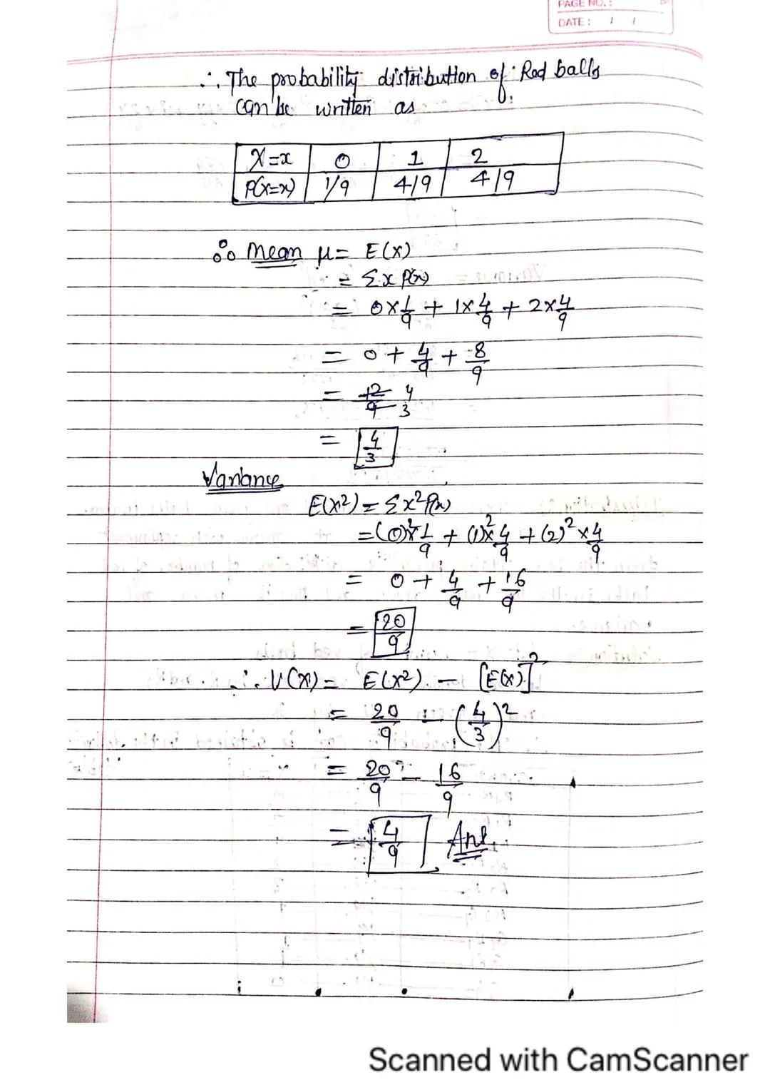 Chap-3 Random Variable and discrete
Probability Distribution
PAGE NO.:
DATE: 1
•Random: Variables "The function which transforms
the possibl
