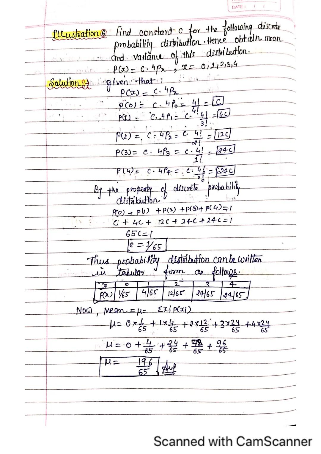 Chap-3 Random Variable and discrete
Probability Distribution
PAGE NO.:
DATE: 1
•Random: Variables "The function which transforms
the possibl