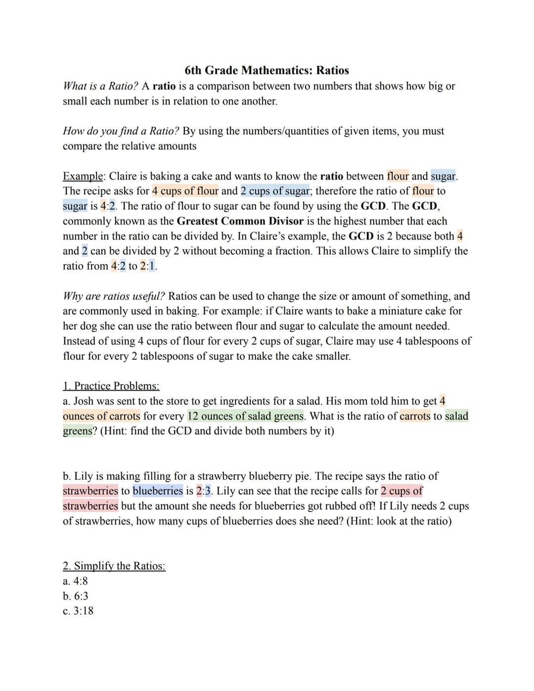 6th Grade Math Help: Ratios and Proportions Worksheets and Answer Keys