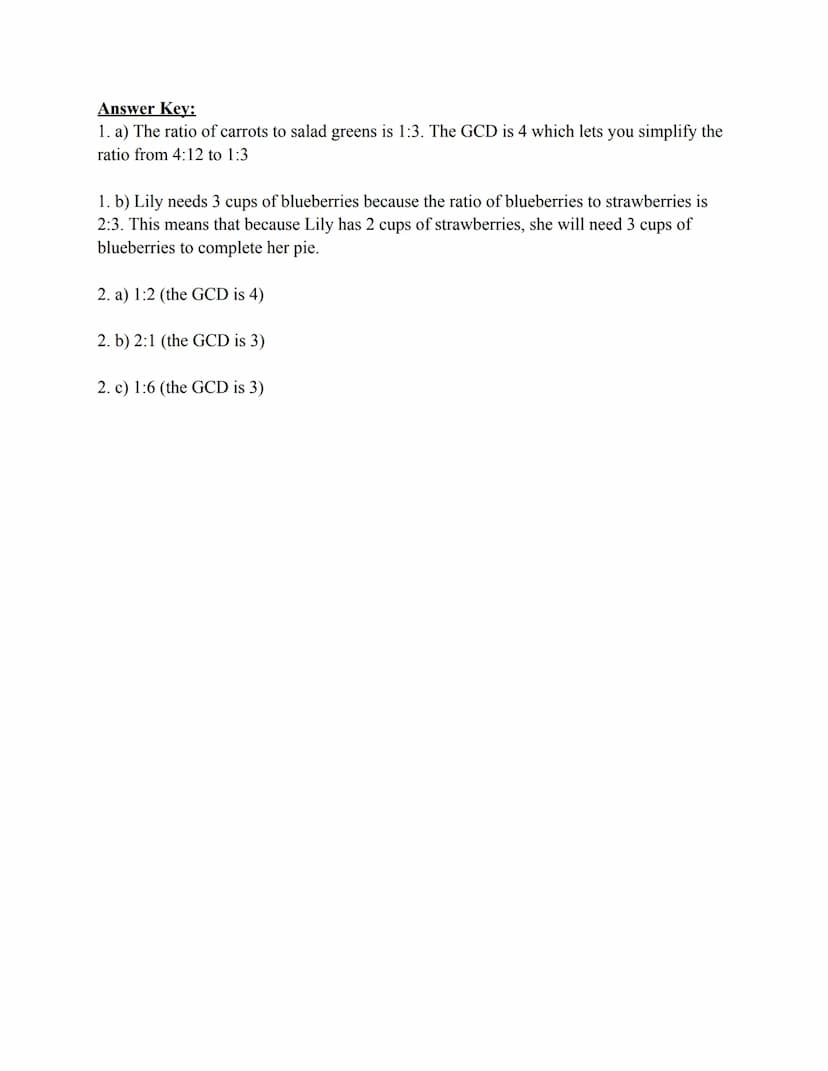 6th Grade Mathematics: Ratios
What is a Ratio? A ratio is a comparison between two numbers that shows how big or
small each number is in rel
