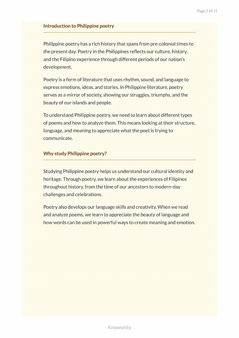 Philippine Literature: Poetry Types and Analysis for Grade 7
Understanding different types of poetry and how to
analyze them
What You Will L