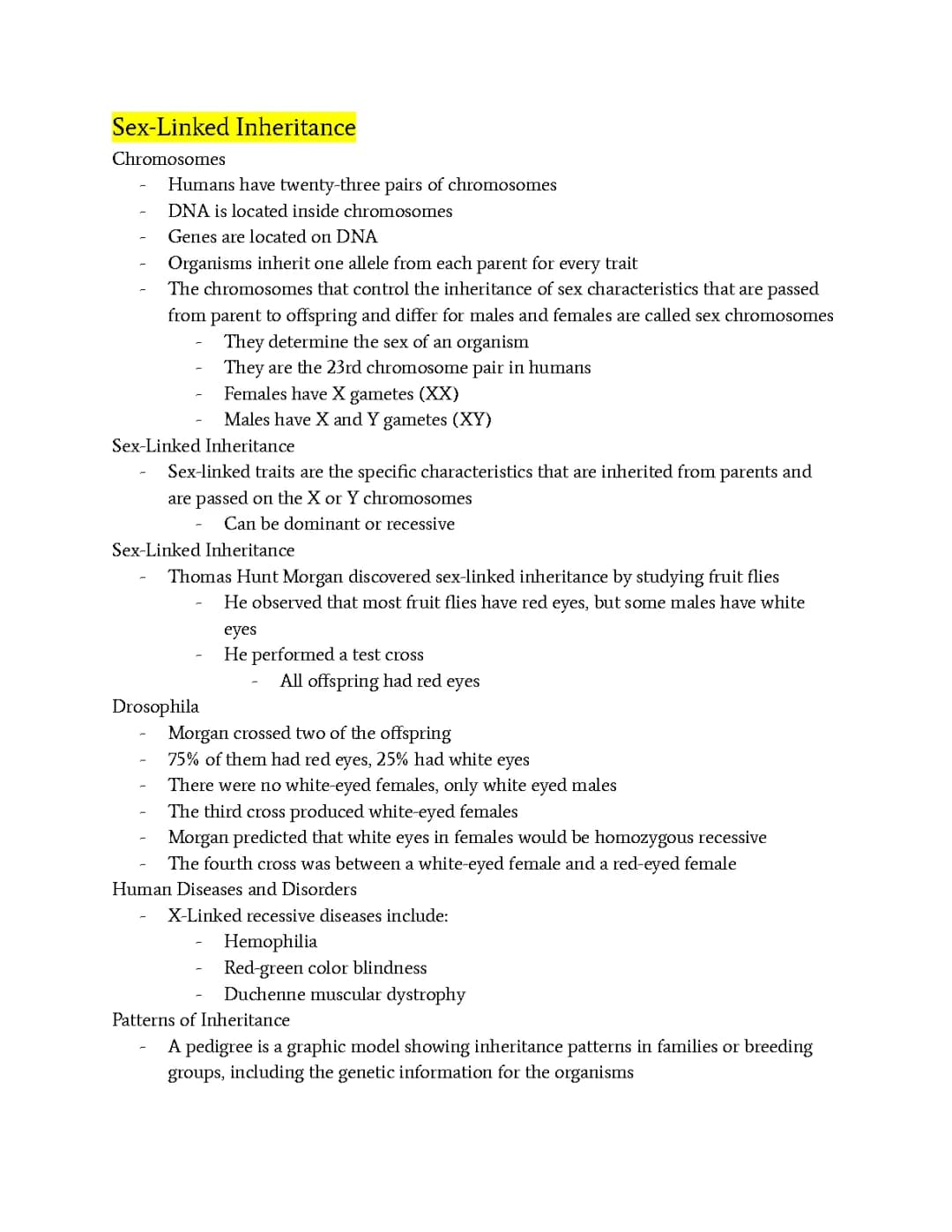 Sex-Linked Inheritence