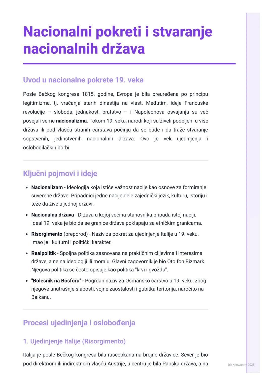 # Nacionalni pokreti i stvaranje
nacionalnih država

Uvod u nacionalne pokrete 19. veka

Posle Bečkog kongresa 1815. godine, Evropa je bila 