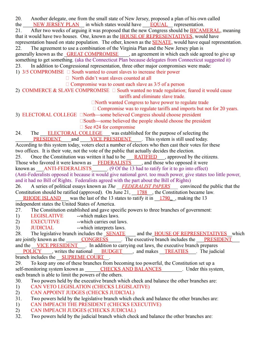 1.
The U.S. Constitution is just 4300 words, but those words define the basic structure of our national
government. It is a comprehensive do
