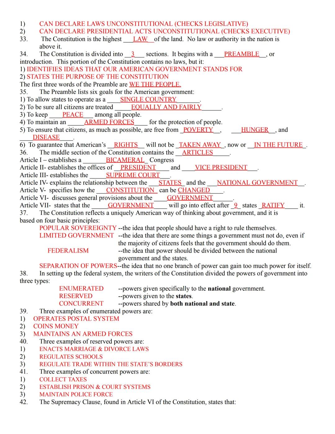 1.
The U.S. Constitution is just 4300 words, but those words define the basic structure of our national
government. It is a comprehensive do