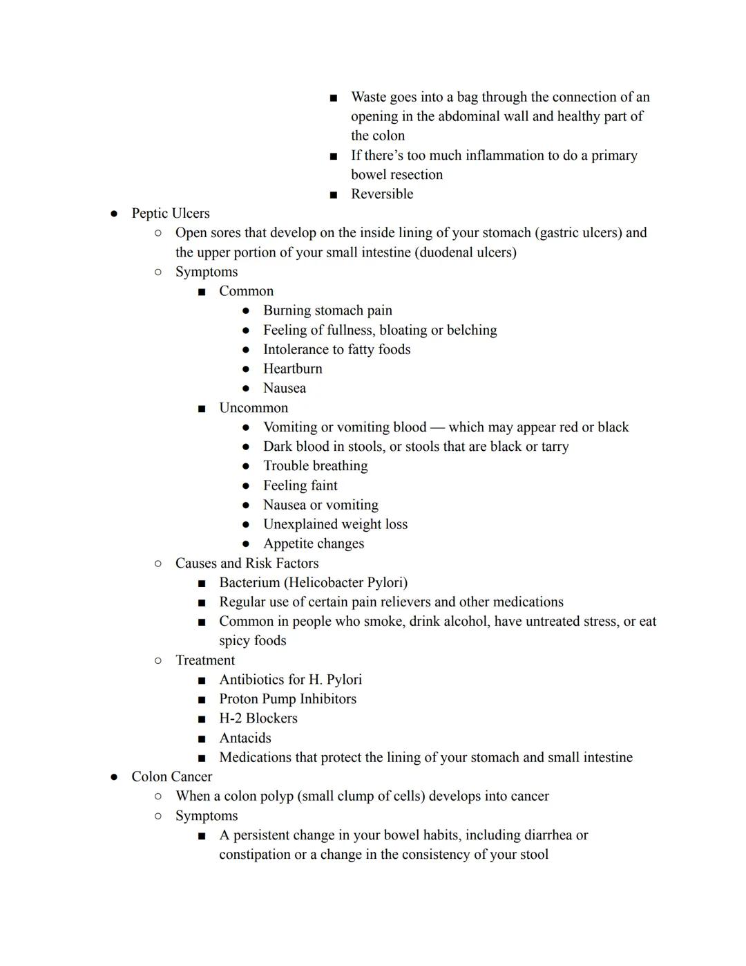 Homeostatic Disorders of the Digestive System
Hiatal Hernia
o When the upper part of your stomach bulges through the diaphragm
O
Symptoms
O

