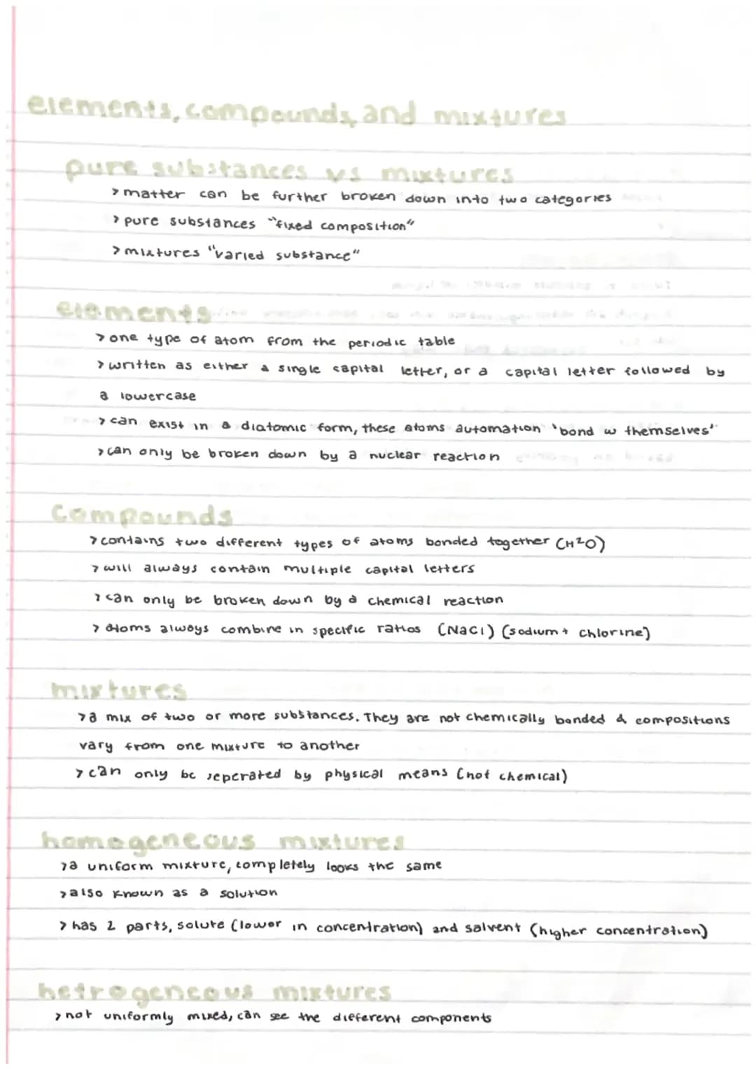 Elements, compounds, and mixtures