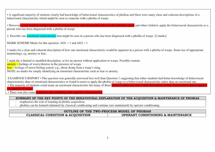 2023 EXAMINATION: PSYCHOPATHOLOGY -
THE BEHAVIOURAL APPROACH TO EXPLAINING PHOBIAS
The two-process model, including classical and operant co