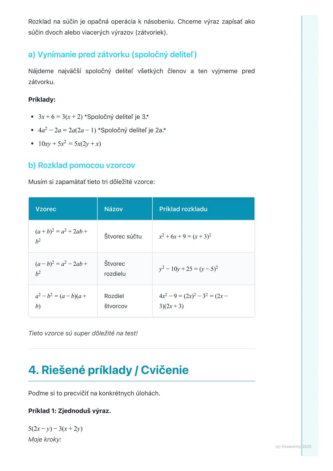 # Algebraické výrazy

## 1. Úvod do algebraických výrazov

Algebraické výrazy sú ako matematické vety, ktoré používajú čísla, písmená
(preme