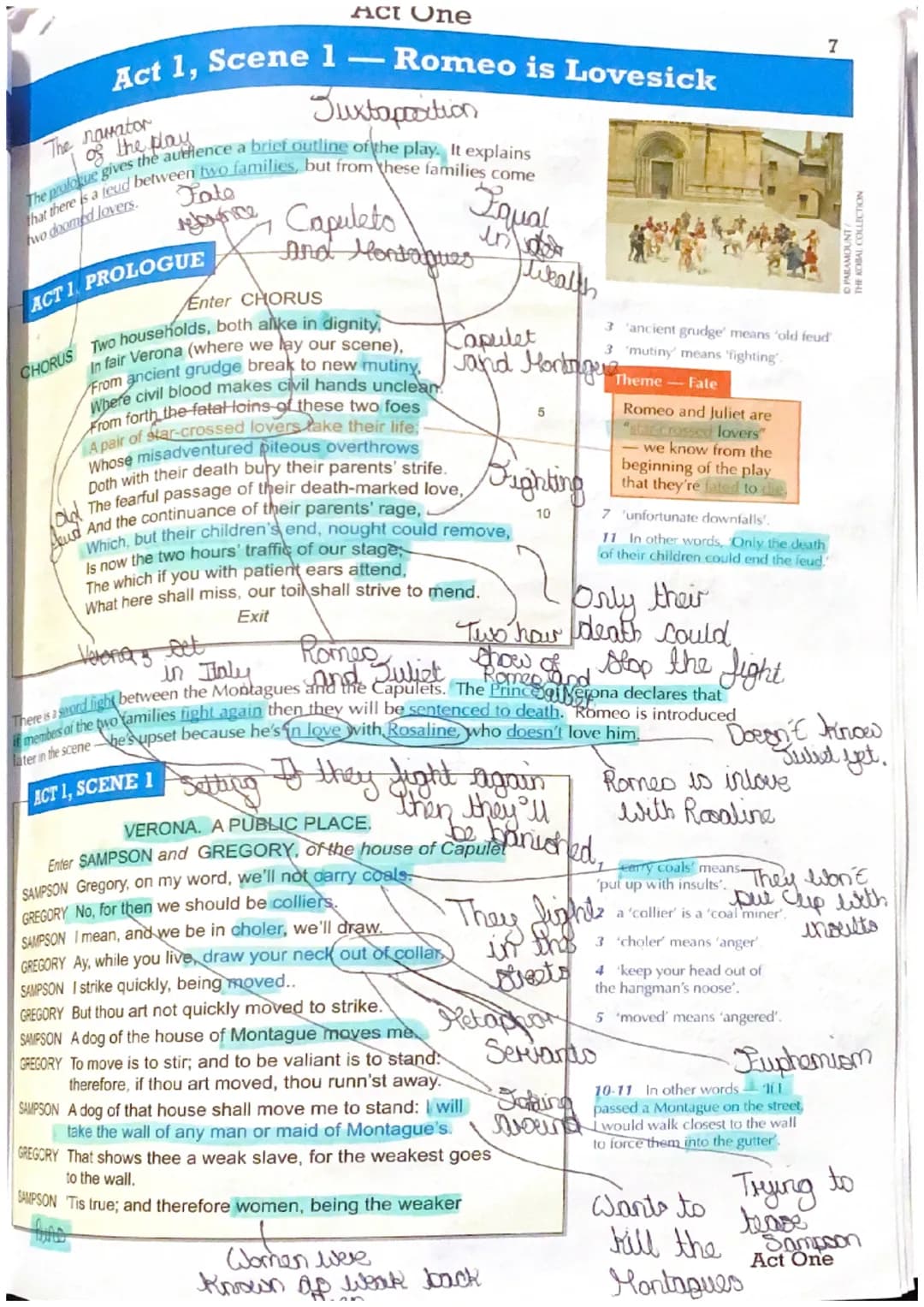 Act 1, Scene 1
The novator
Juxtaposition
of the play
The prologue gives the auellence a brief outline of the play. It explains
that there is
