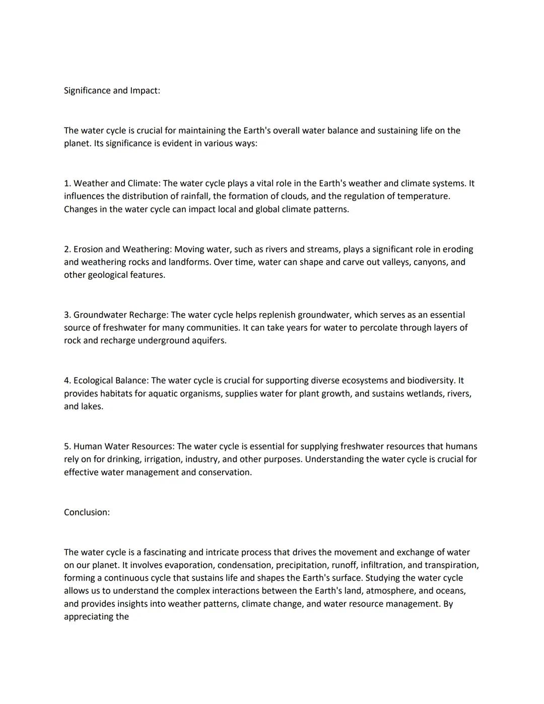 The Water Cycle: Exploring the Earth's Hydrological System
Introduction:
Earth Science encompasses the study of various aspects of our plane