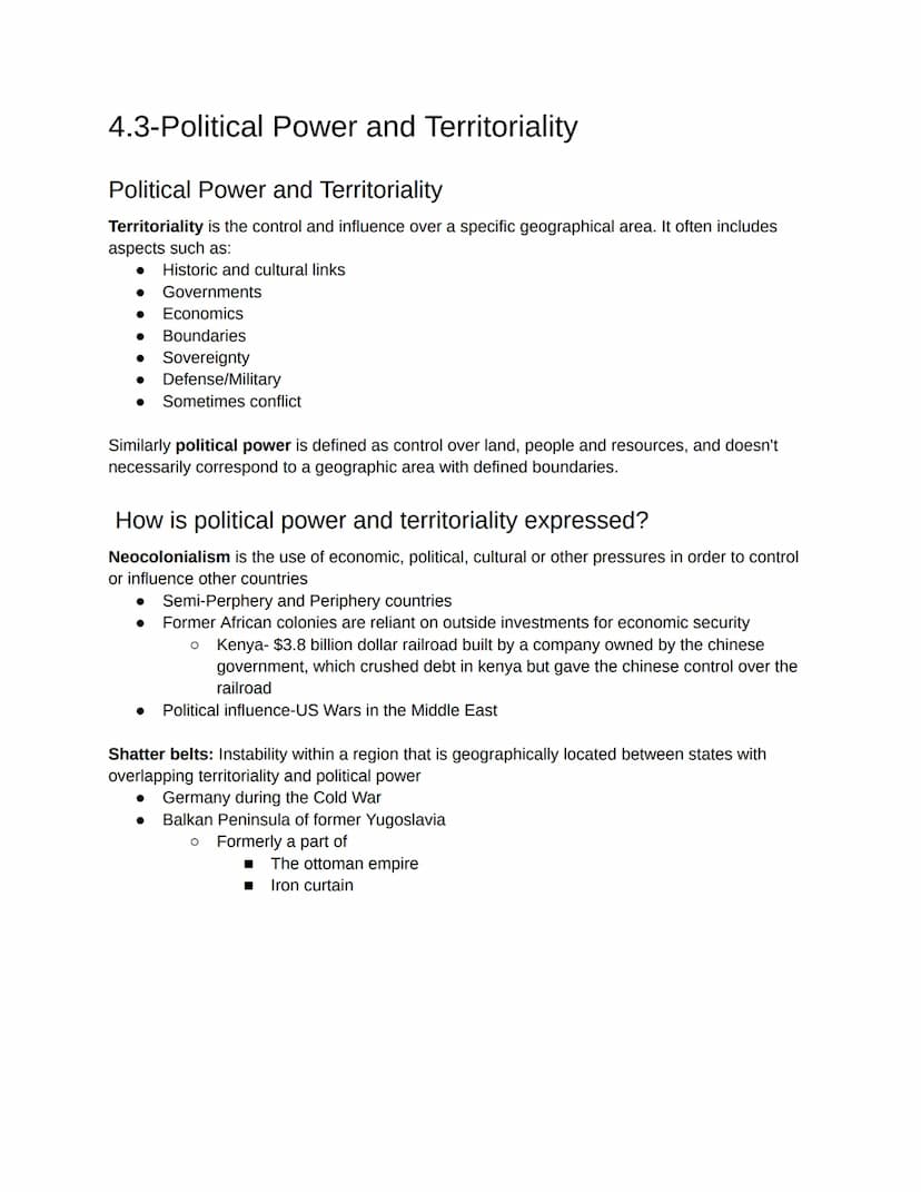 4.1-Intro to Political
How is political space organized: Types of Political Entities
Independent states are the primary building blocks of t
