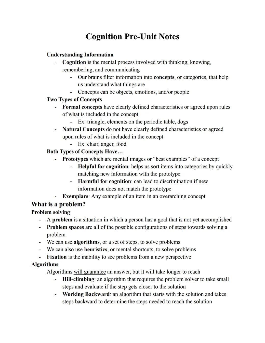 
<p>Cognition is the mental process involved with thinking, knowing, remembering, and communicating. Our brains filter information into conc