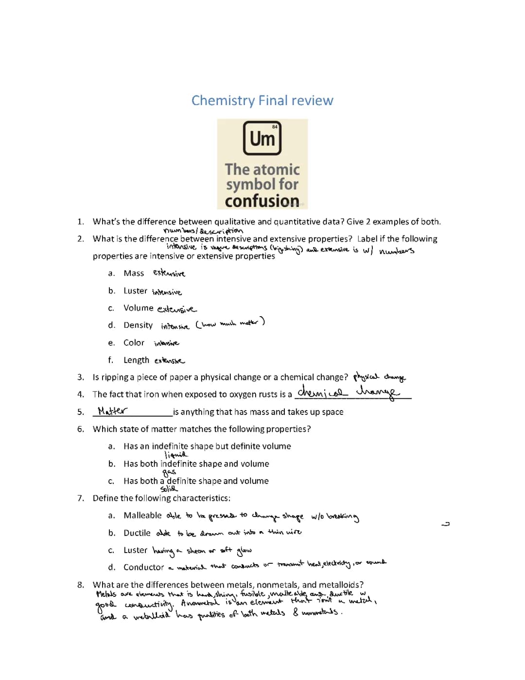 Chemistry Review