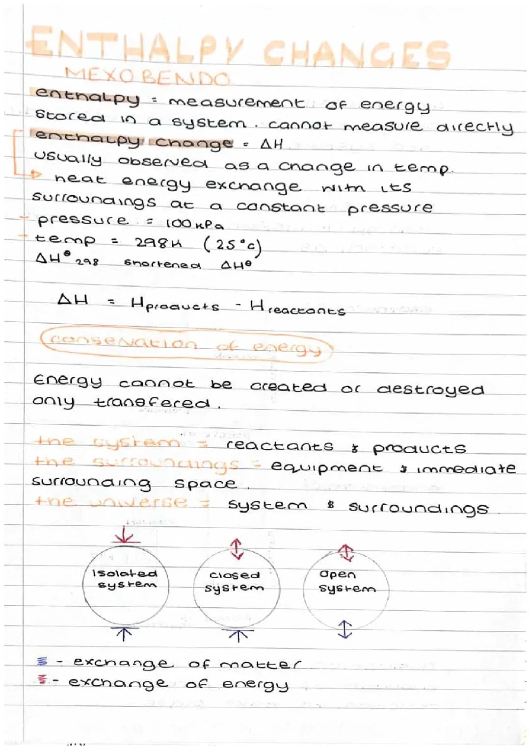 ENTHALPY CHANGES