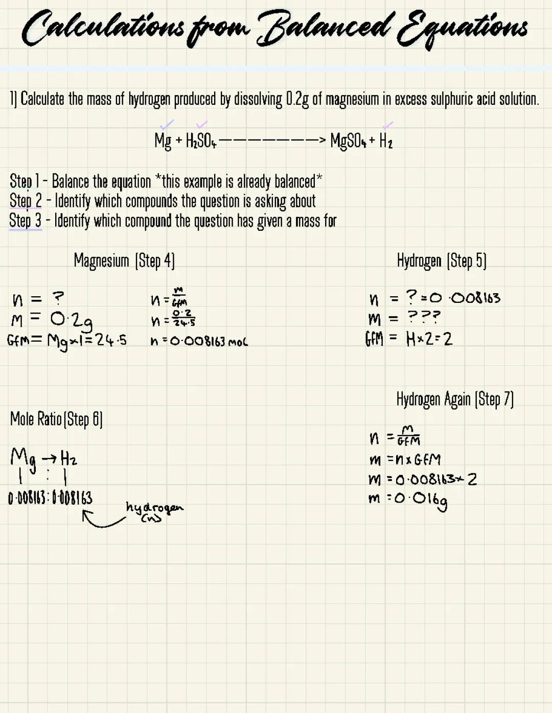 Mass Calculations Using Balanced Chemical Equations